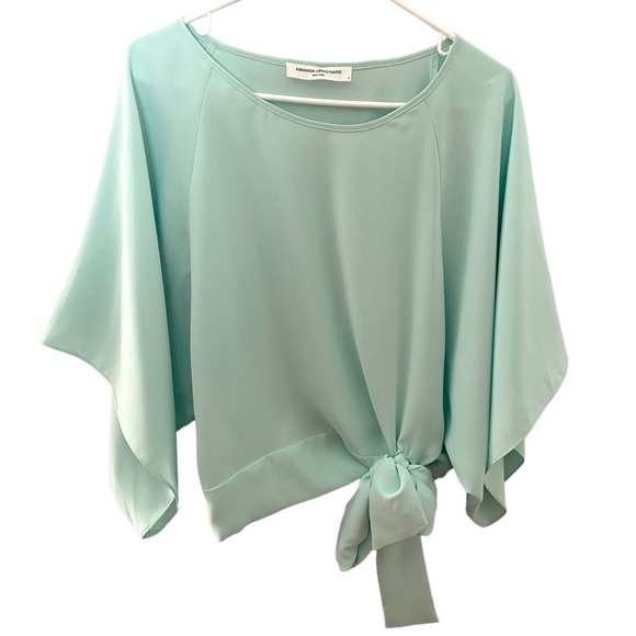 Amanda Uprichard Mint Wide Sleeve Side Tie Top - Picture 1 of 7